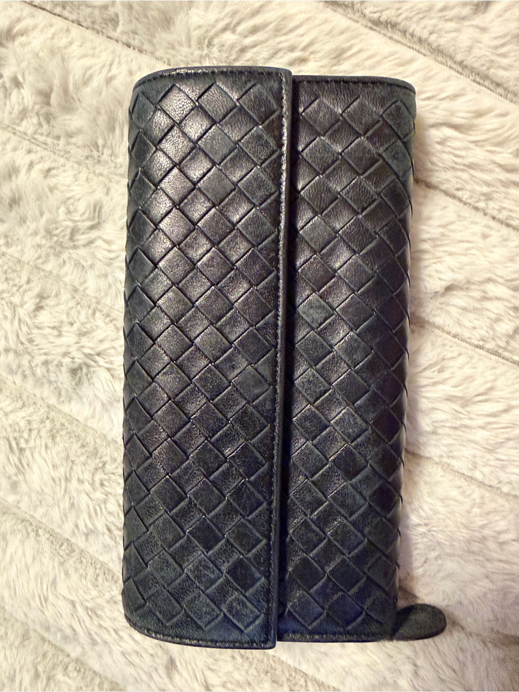 Bottega Veneta Black Intrecciato Woven Leather Wallet